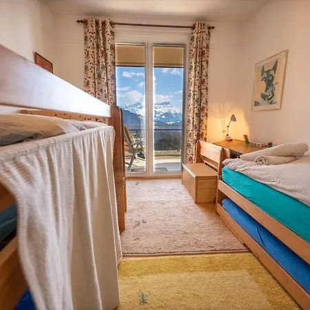 Grand Balcon Panoramique ,vue Alpes ,famille Appartement Leysin
